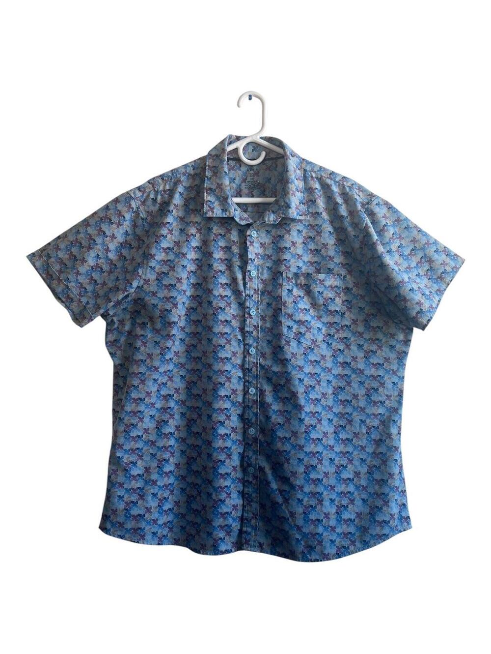 Apt. 9 Men’s Blue/Purple Geometric Button Shirt Size XXL Short Sleeve Casual